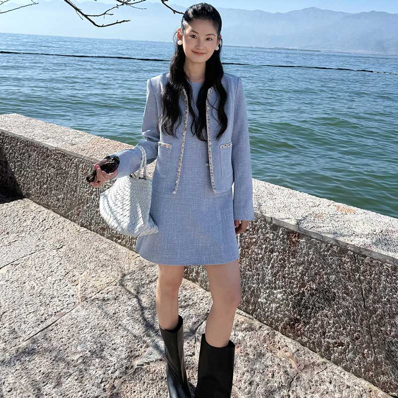 ビジュートリムノーカラージャケット