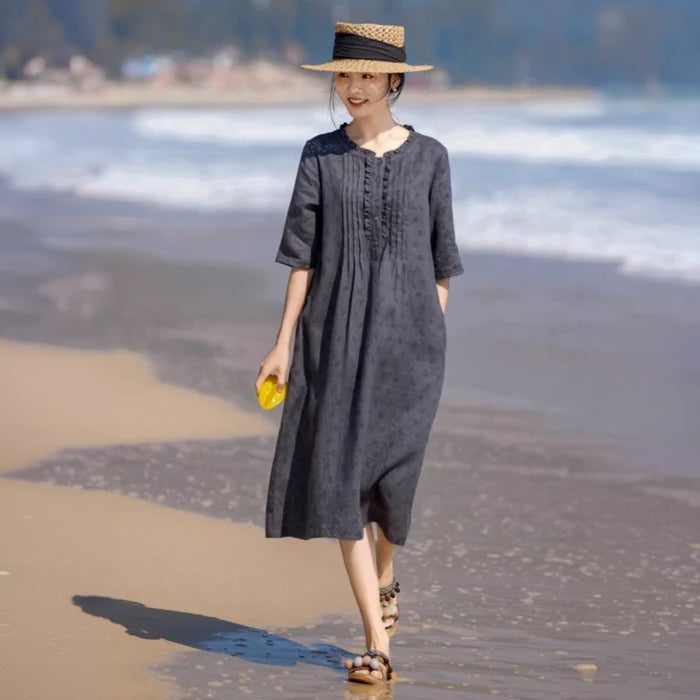 小花柄リネンワンピース(2colors)