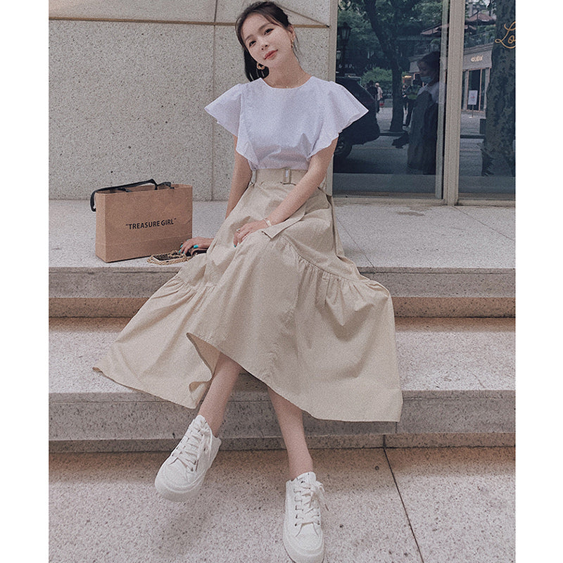 フリルスリーブバイカラーワンピース(2colors)