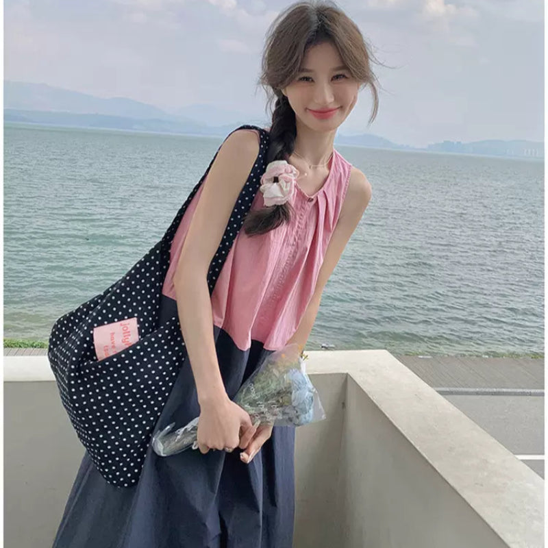 ブロッキングバイカラーワンピース