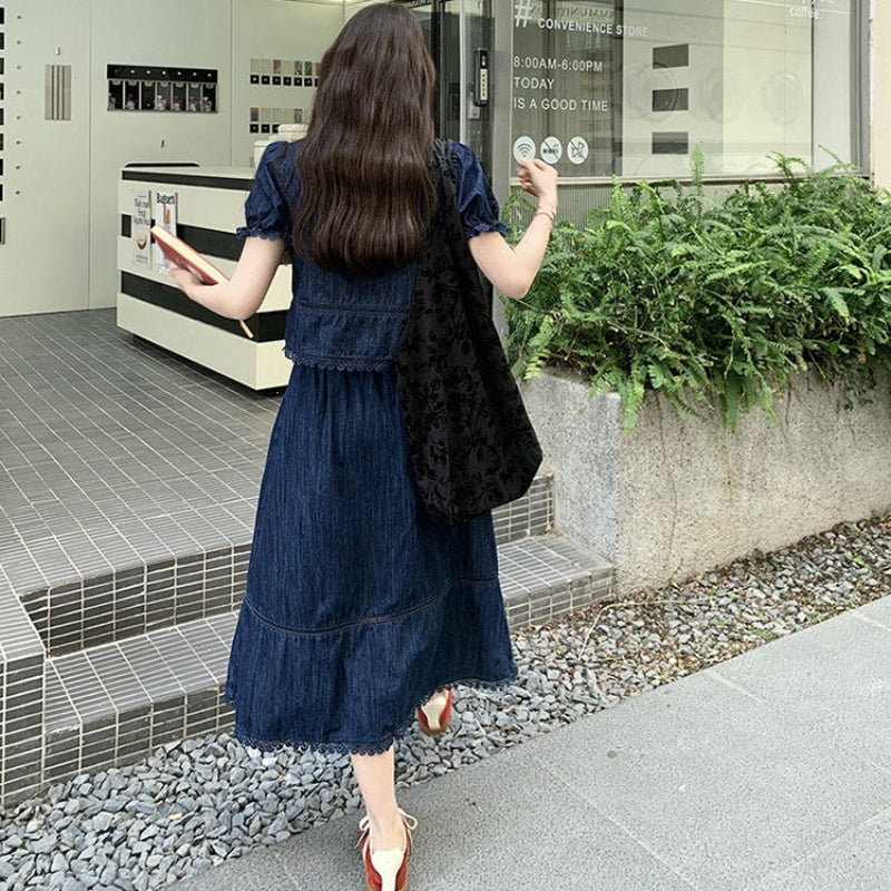 デニムブラウス×スカートセットアップ