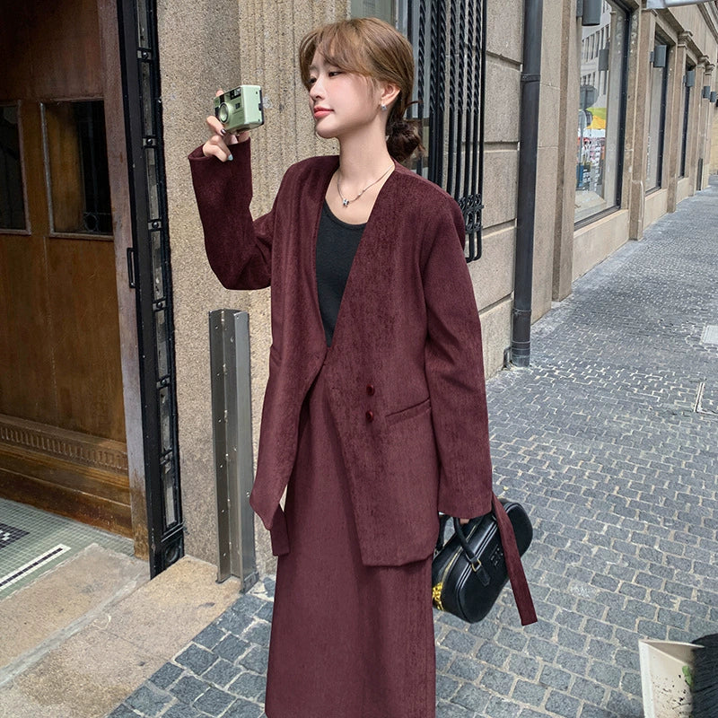 スカートスーツセットアップ(2colors)