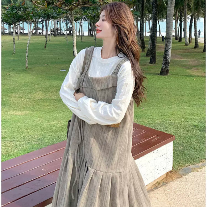 カットソー×アースカラーキャミワンピースセット