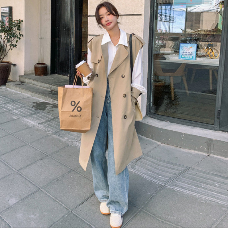 ノースリーブトレンチロングジャケット