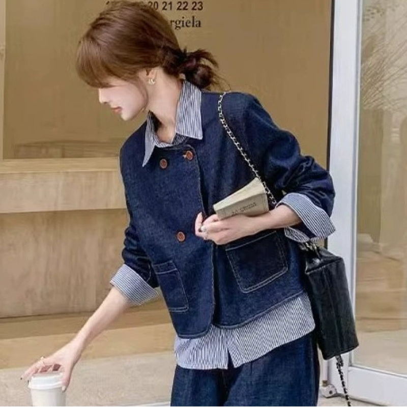 レイヤードデニムジャケット×ワイドデニムパンツセットアップ