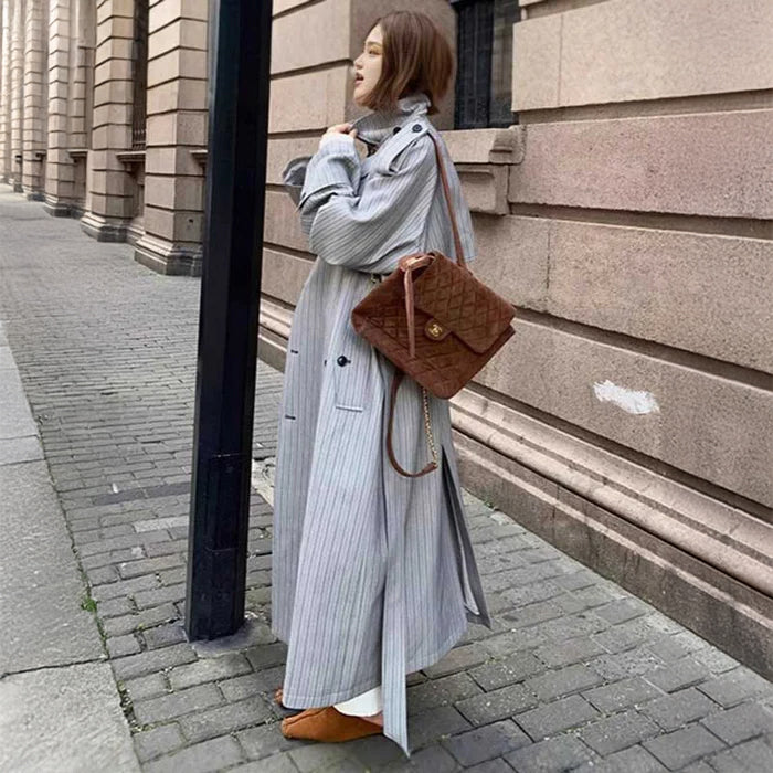 ストライプマキシトレンチコート