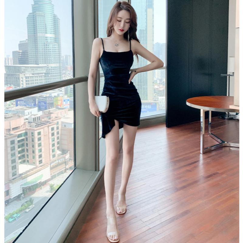 ベルベットデザインキャミソールミニドレス