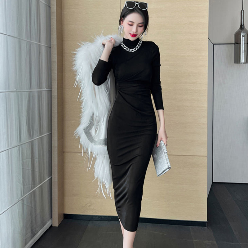 ハイネックスリムラインドレス(6colors)