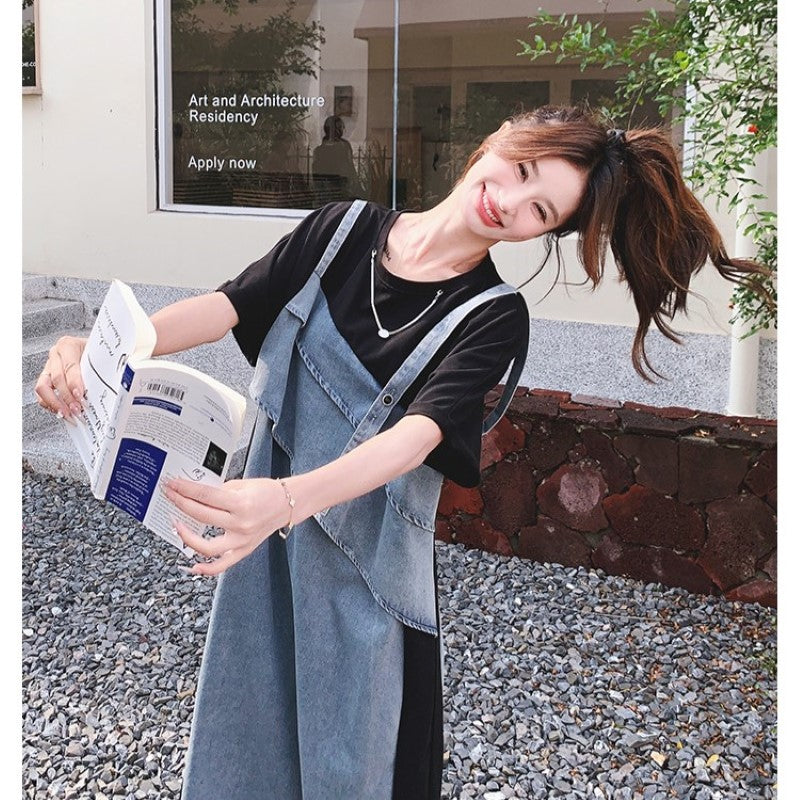 Tシャツ×デニムフェイクワンピース