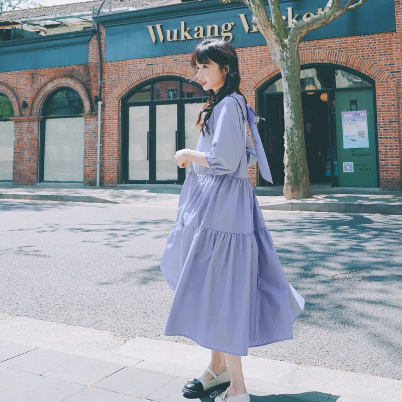バックリボンティアードワンピース(4colors)