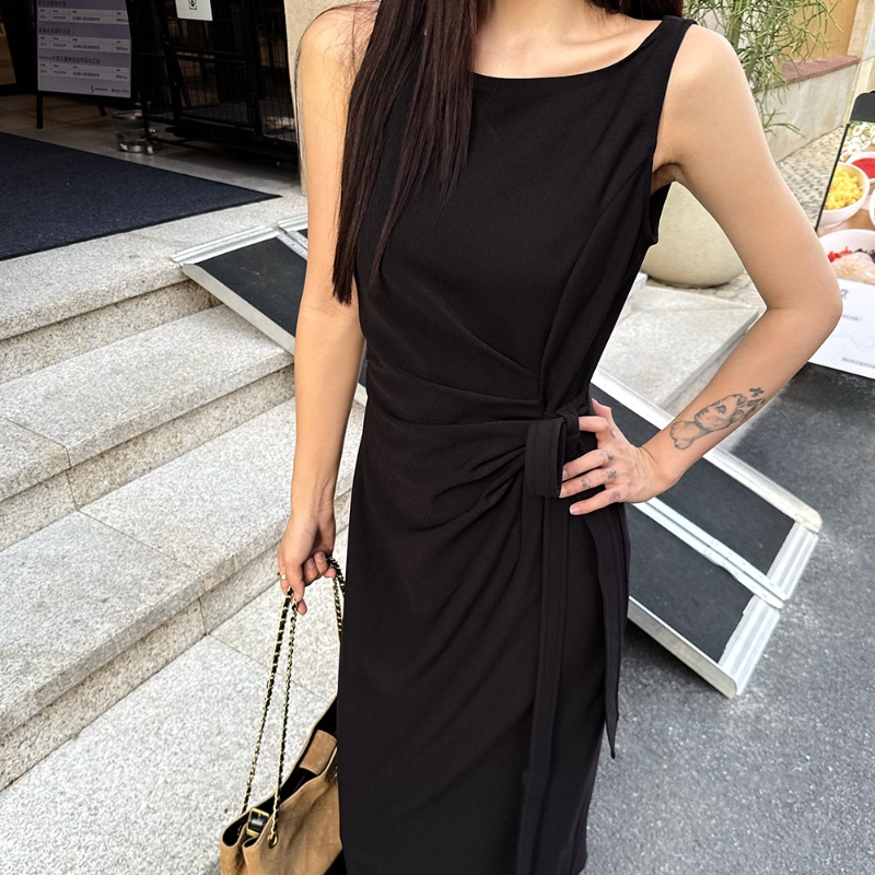 ノースリーブサイドリボンワンピース(2colors)