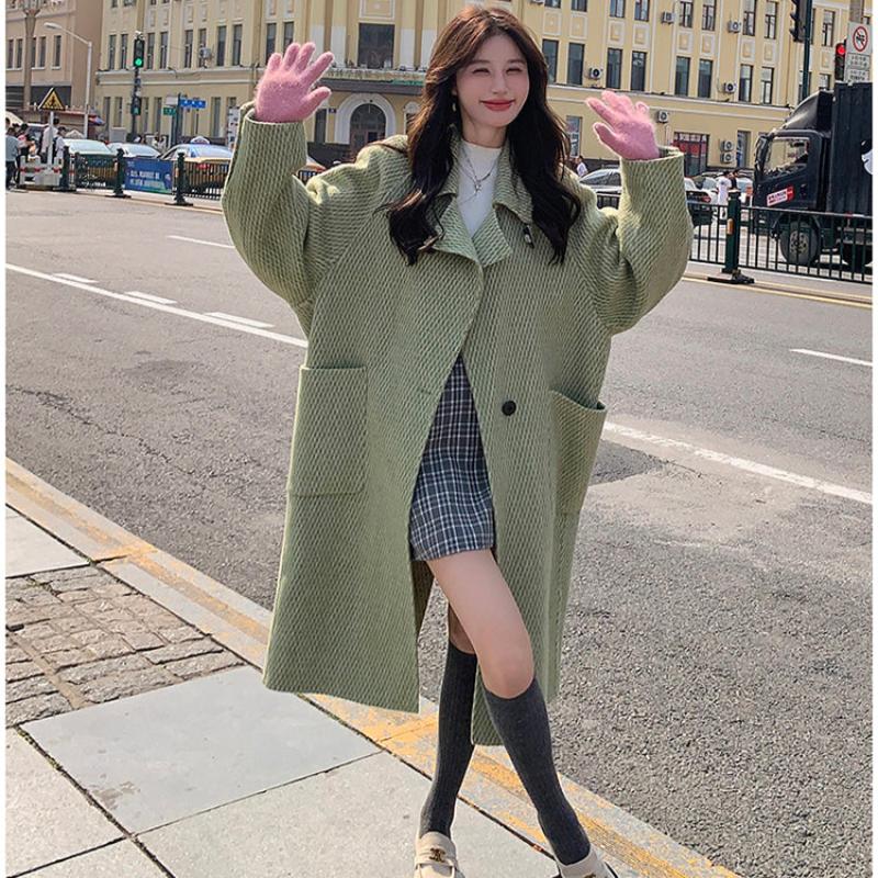 ラグランスリーブロング丈ウールコート