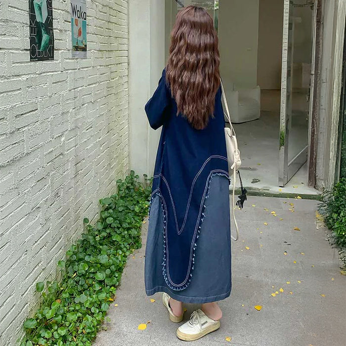 アシンメトリーデニムシャツワンピース