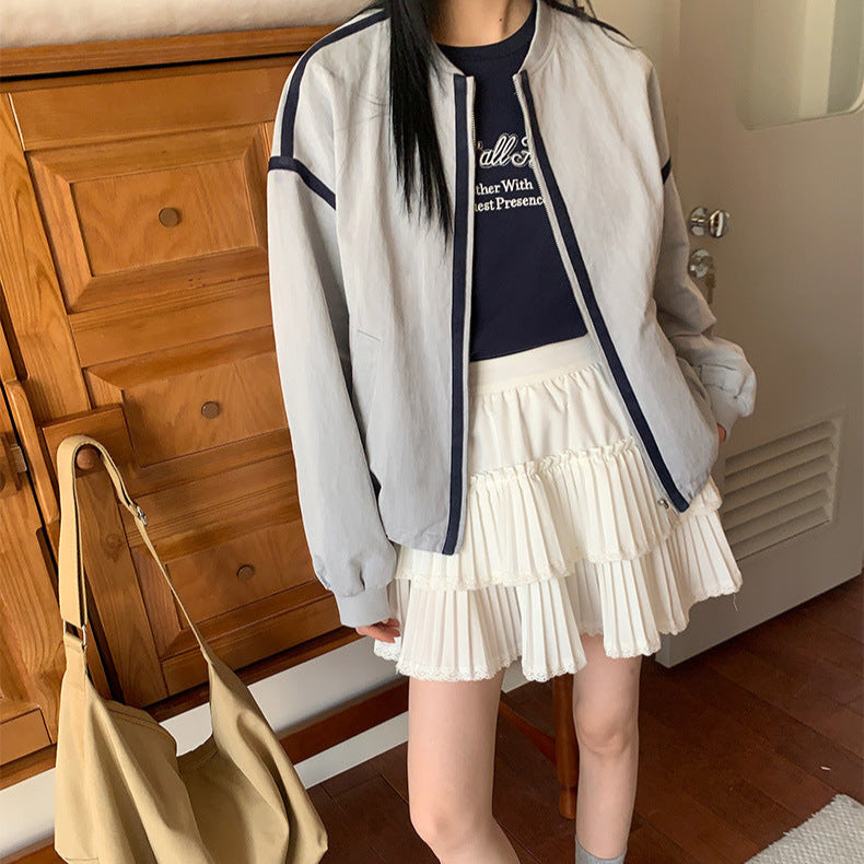 ショール付フロントロゴTシャツ(3colors)