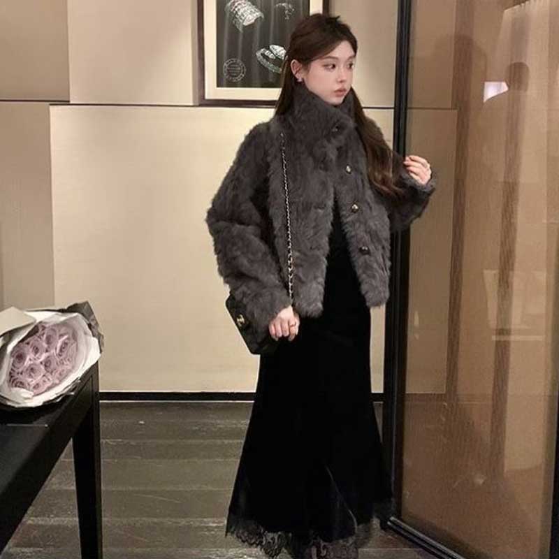 ボリュームエコファーショートコート(2colors)