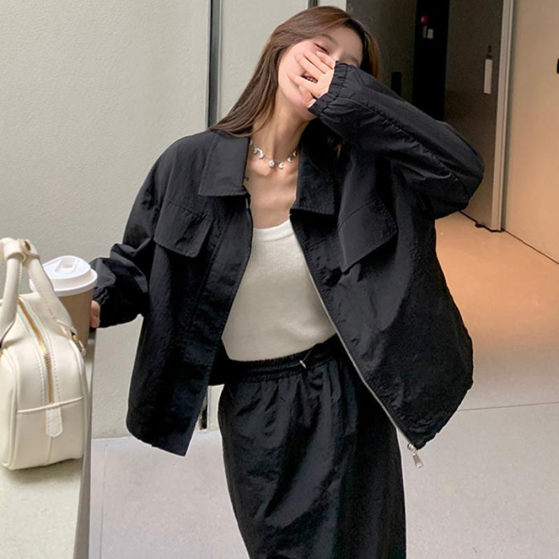 テックダブルポケットブルゾン×ロングスカートセットアップ