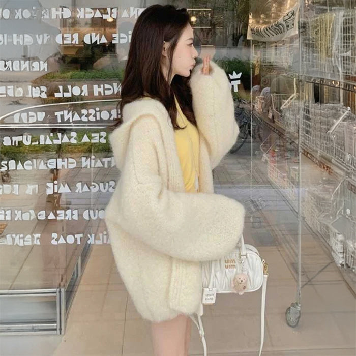 モヘア風ボリュームニットカーディガン