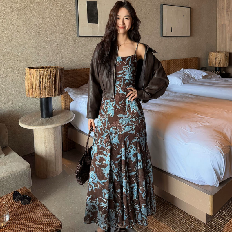 アートフラワーキャミソールワンピース(2colors)