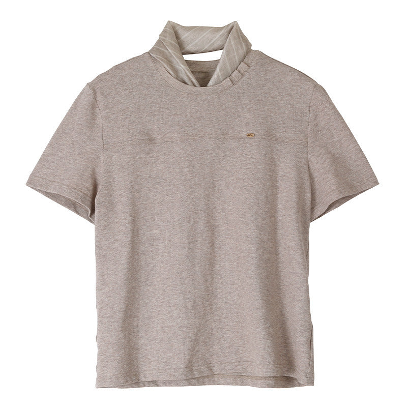 スカーフ付きカラーデザインTシャツ (3colors)