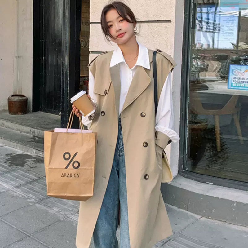 ノースリーブトレンチロングジャケット