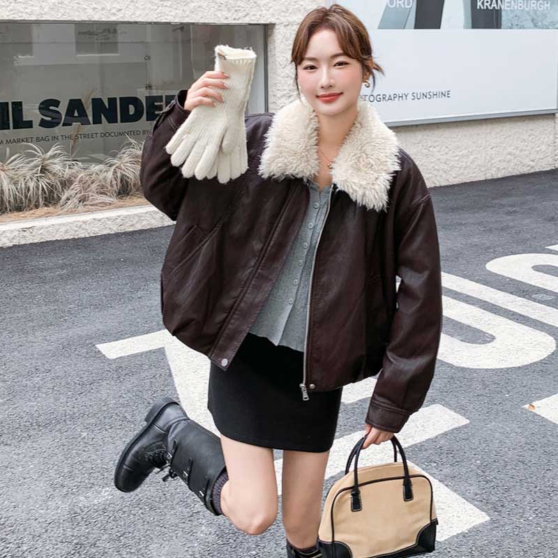 ボアカラーレザージャケット(2colors)