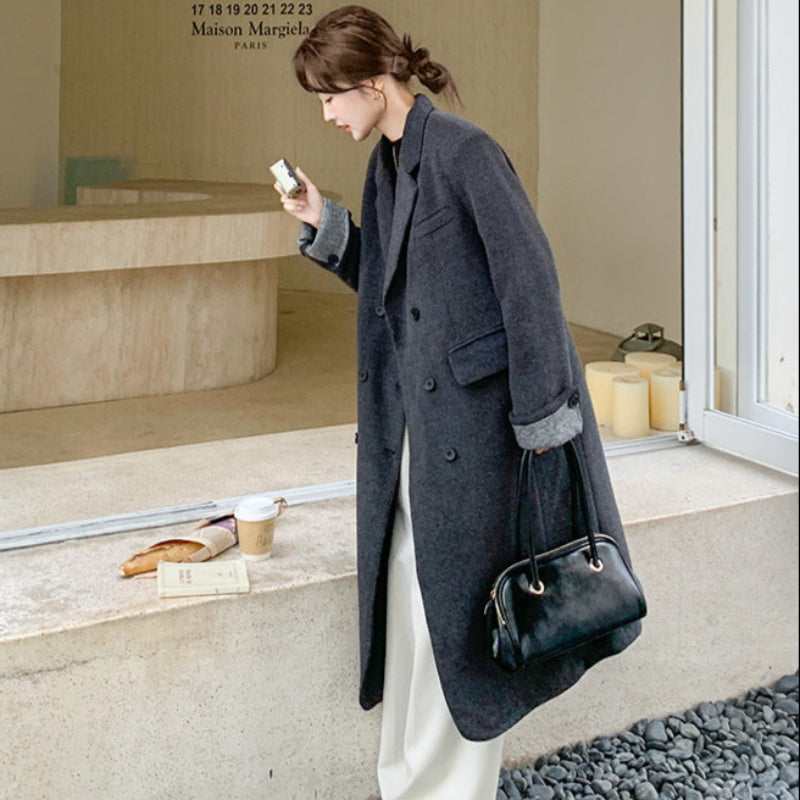 ダウンライナー付ウールブレンドロングコート