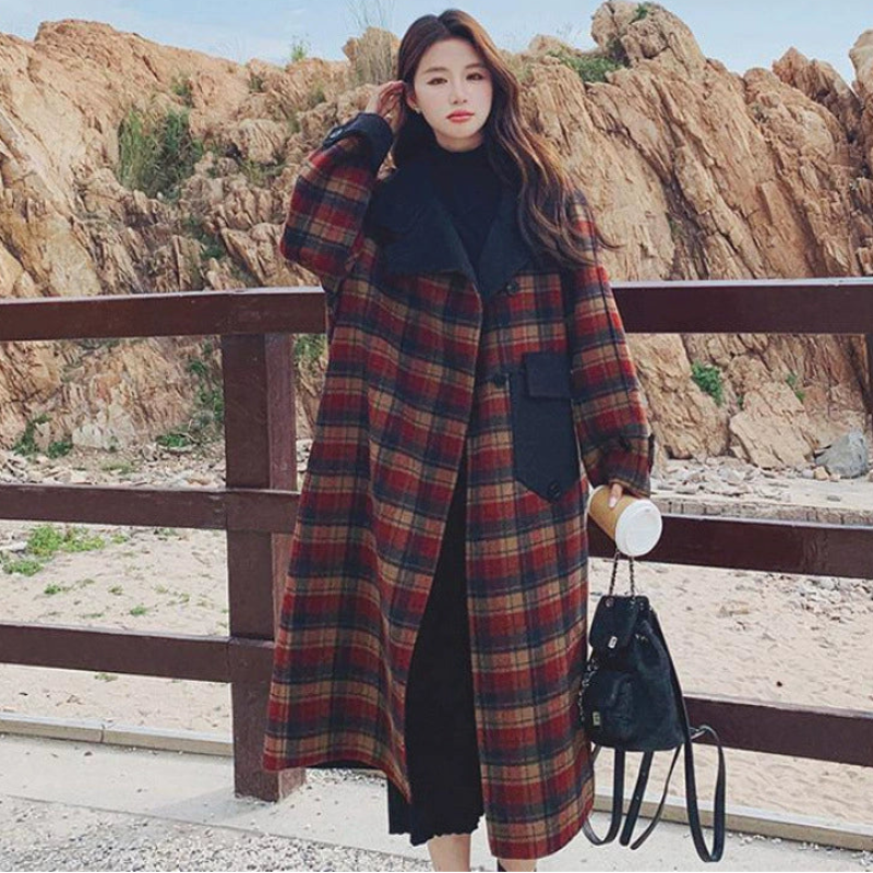 レトロチェックデザインチェスターコート