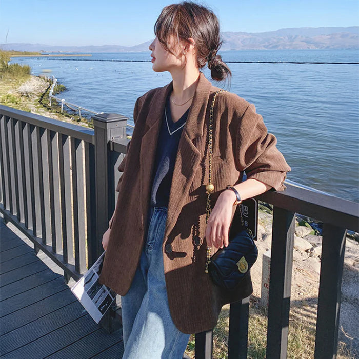 コーデュロイブラウンジャケット