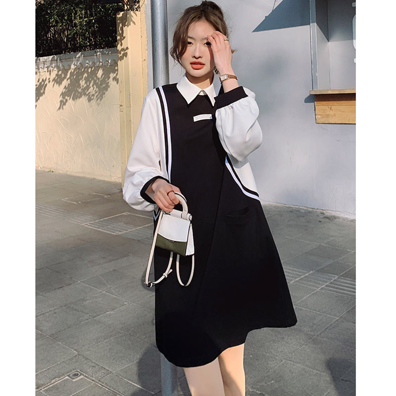 バイカラーAラインワンピース