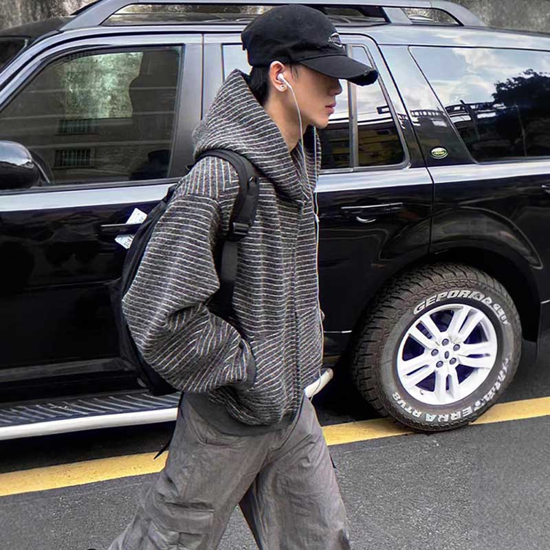 ボーダージップアップフーディー(2colors)