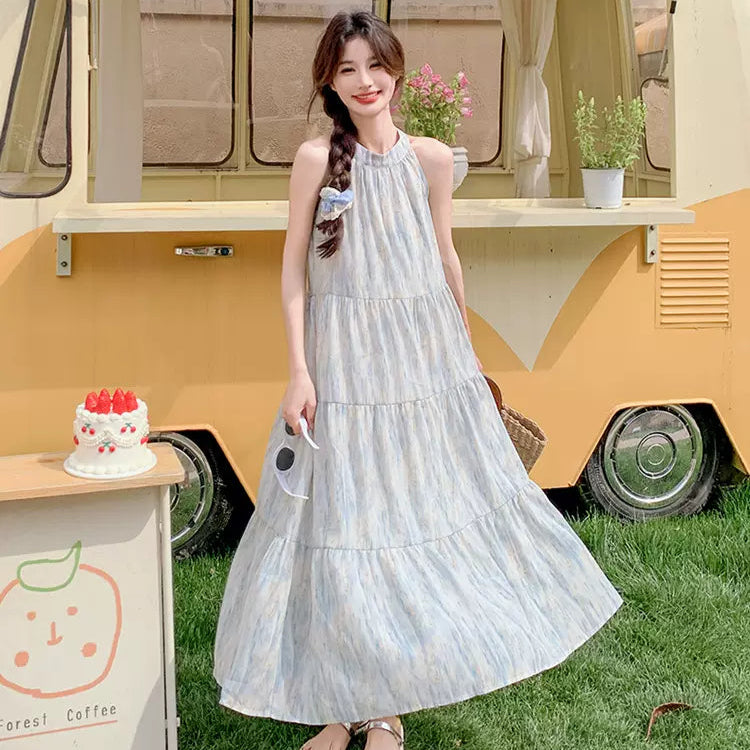 新品●パーリーゲイツ●グラデーション柄　ノースリーブ ワンピース　ホワイト/M ブルーグラデーションノースリーブワンピース（青）夏 水彩ブルーの