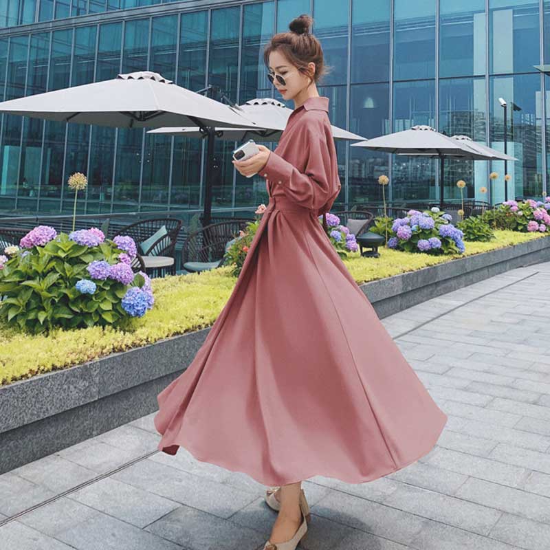 ウエストシェイプフレアワンピース(2colors)