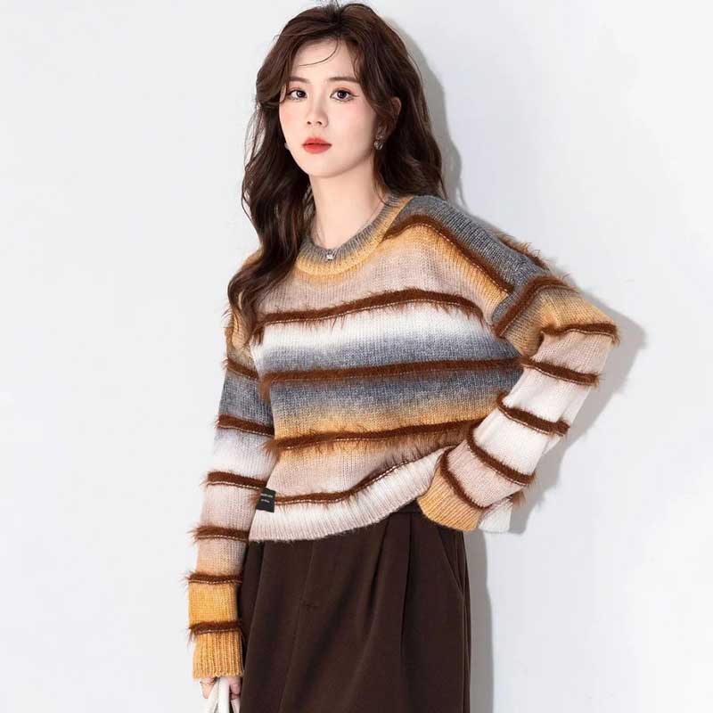 グラデーションボーダーシャギーニット(4colors)