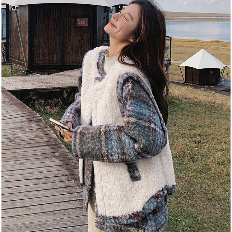 ボアベスト×中綿入りツイードジャケット