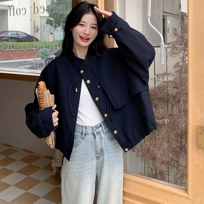 トレンチデザインネイビージャケット