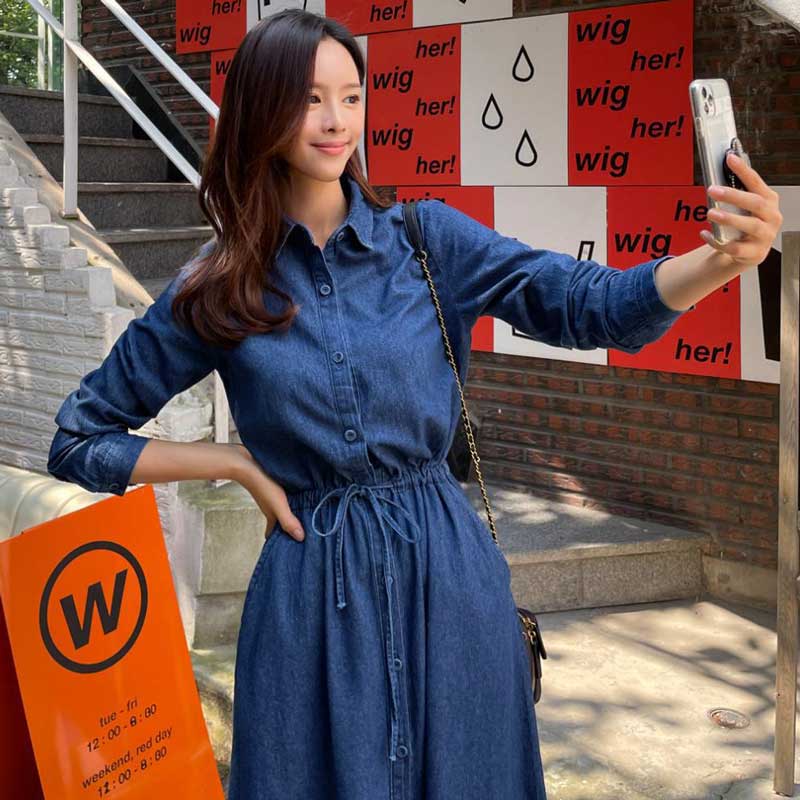 インディゴフレアマキシワンピース