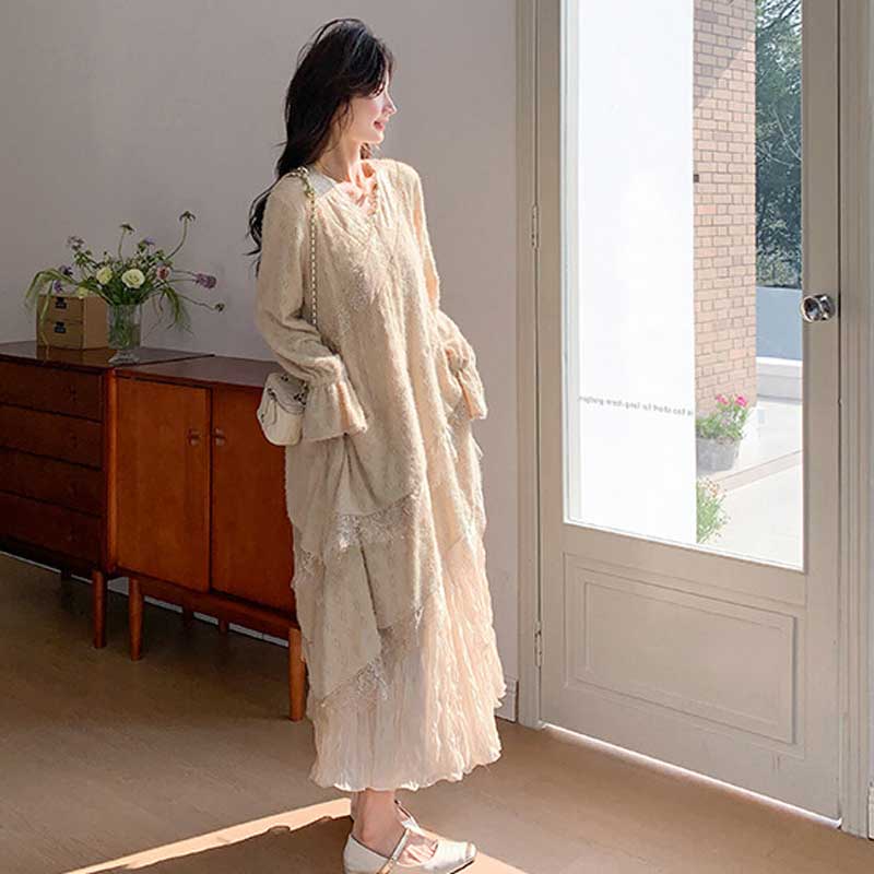 アンティークレースロングワンピース