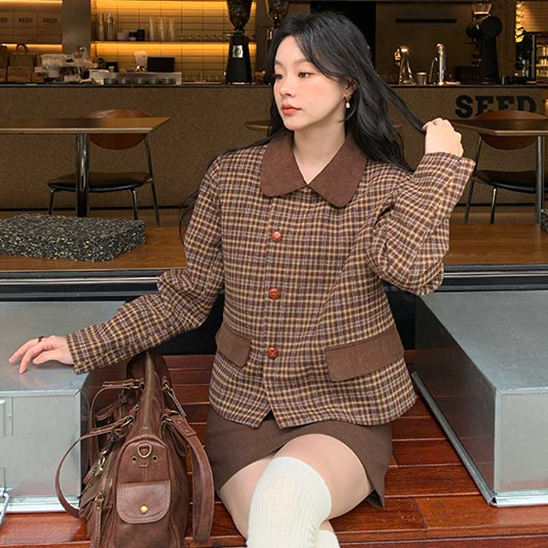 レトロチェックショートジャケット