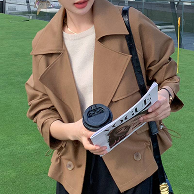 ドローストリングショート丈トレンチ