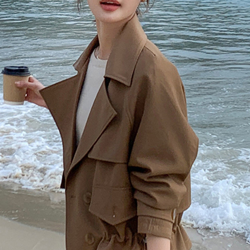 ドローストリングショート丈トレンチ