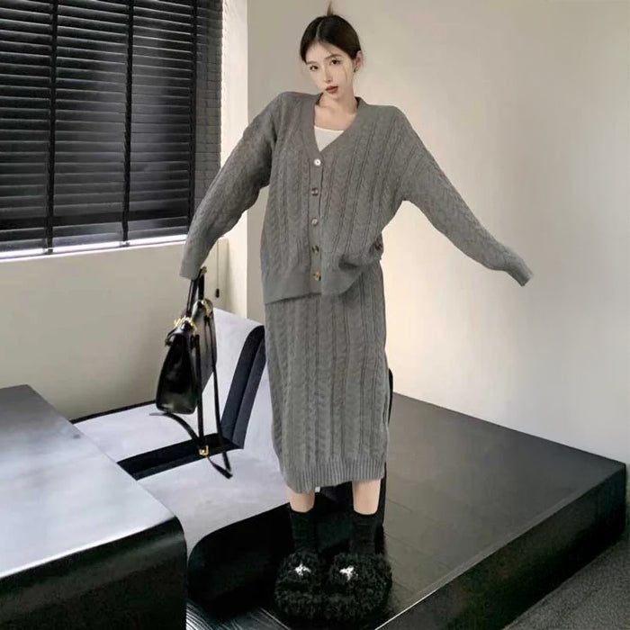 ケーブルルーズニットセットアップ(2colors)