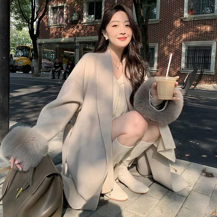 ファーカフスガウンコート(3colors)