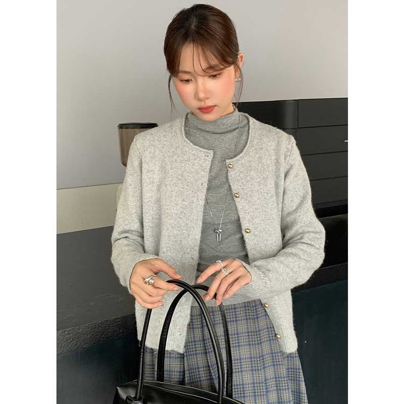 クルーネックベーシックカーディガン(2colors)