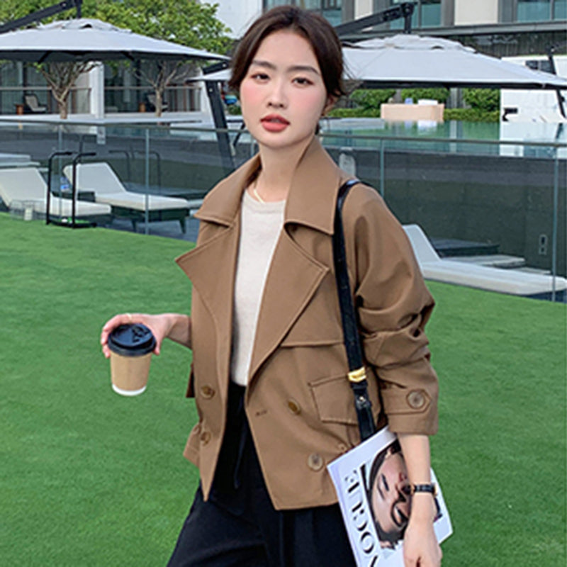 ドローストリングショート丈トレンチ