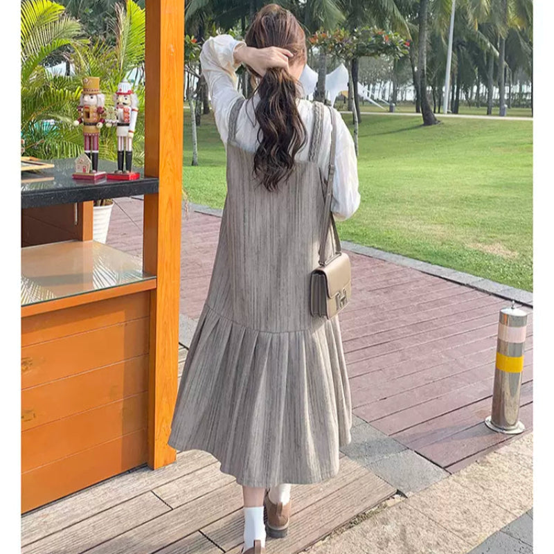 カットソー×アースカラーキャミワンピースセット