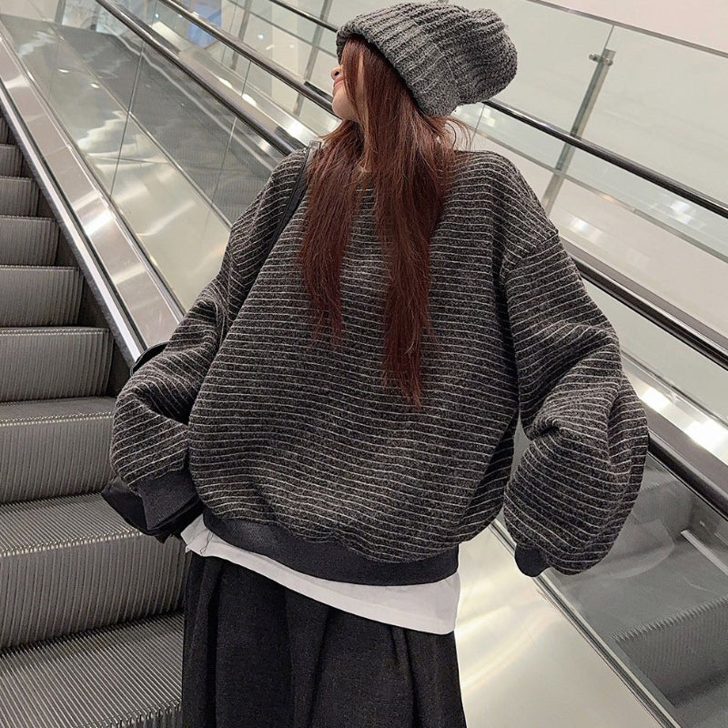 裏起毛ボーダークルーネック