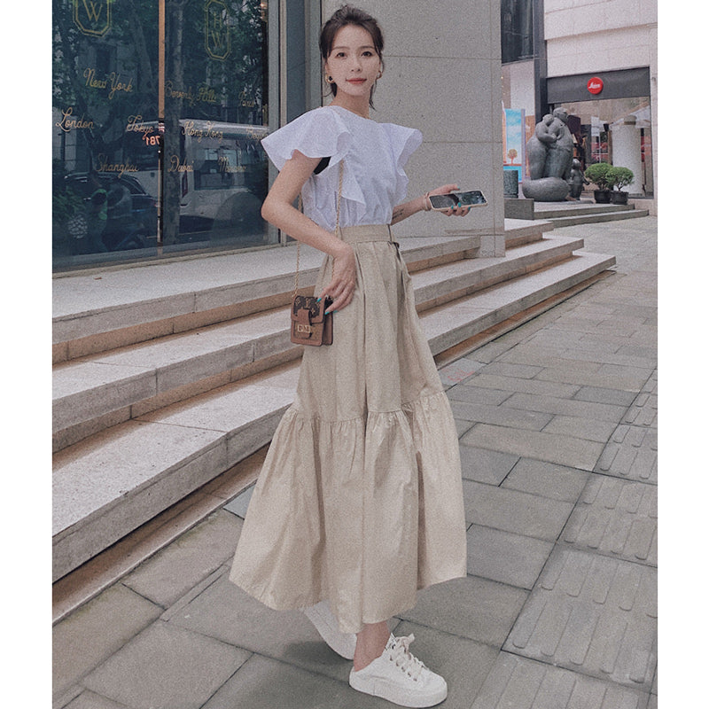 フリルスリーブバイカラーワンピース(2colors)