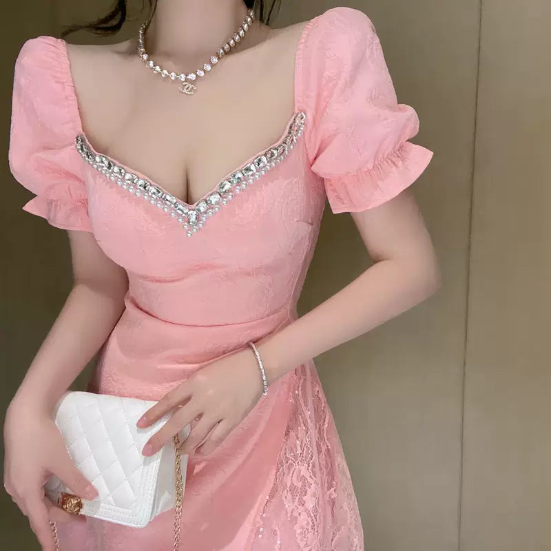 フェミニンパフスリーブミニドレス(3colors)