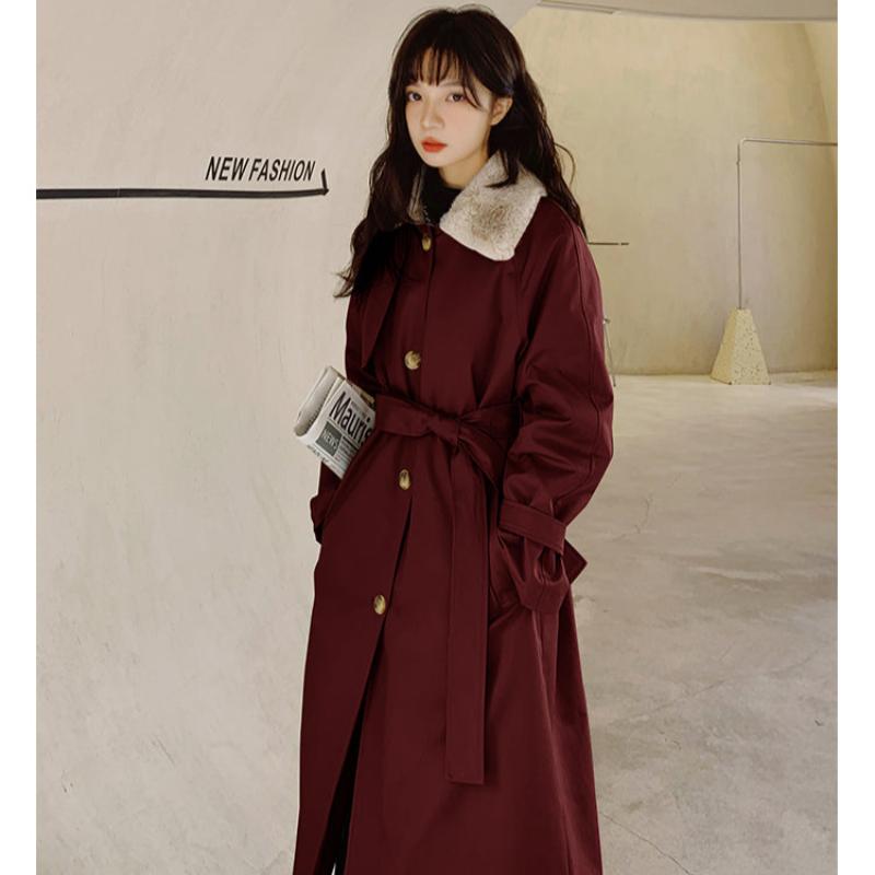 ファーカラーロングトレンチコート(3colors)