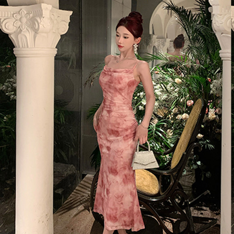 タイダイ柄グラデーションドレープドレス